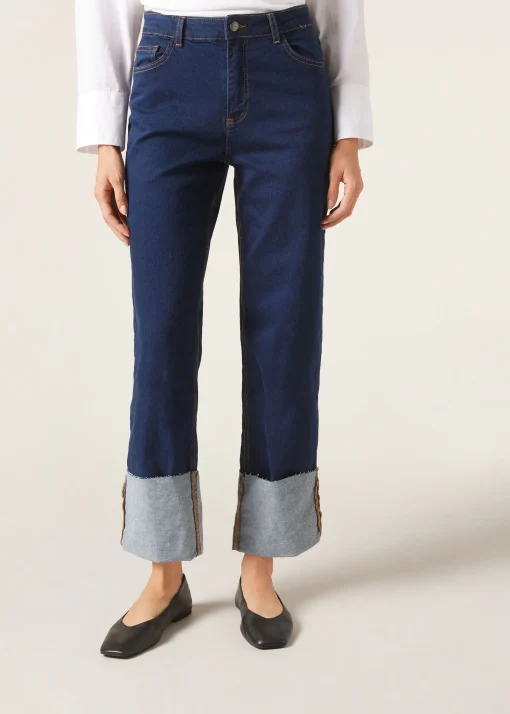Jeans Culotte con Risvolto