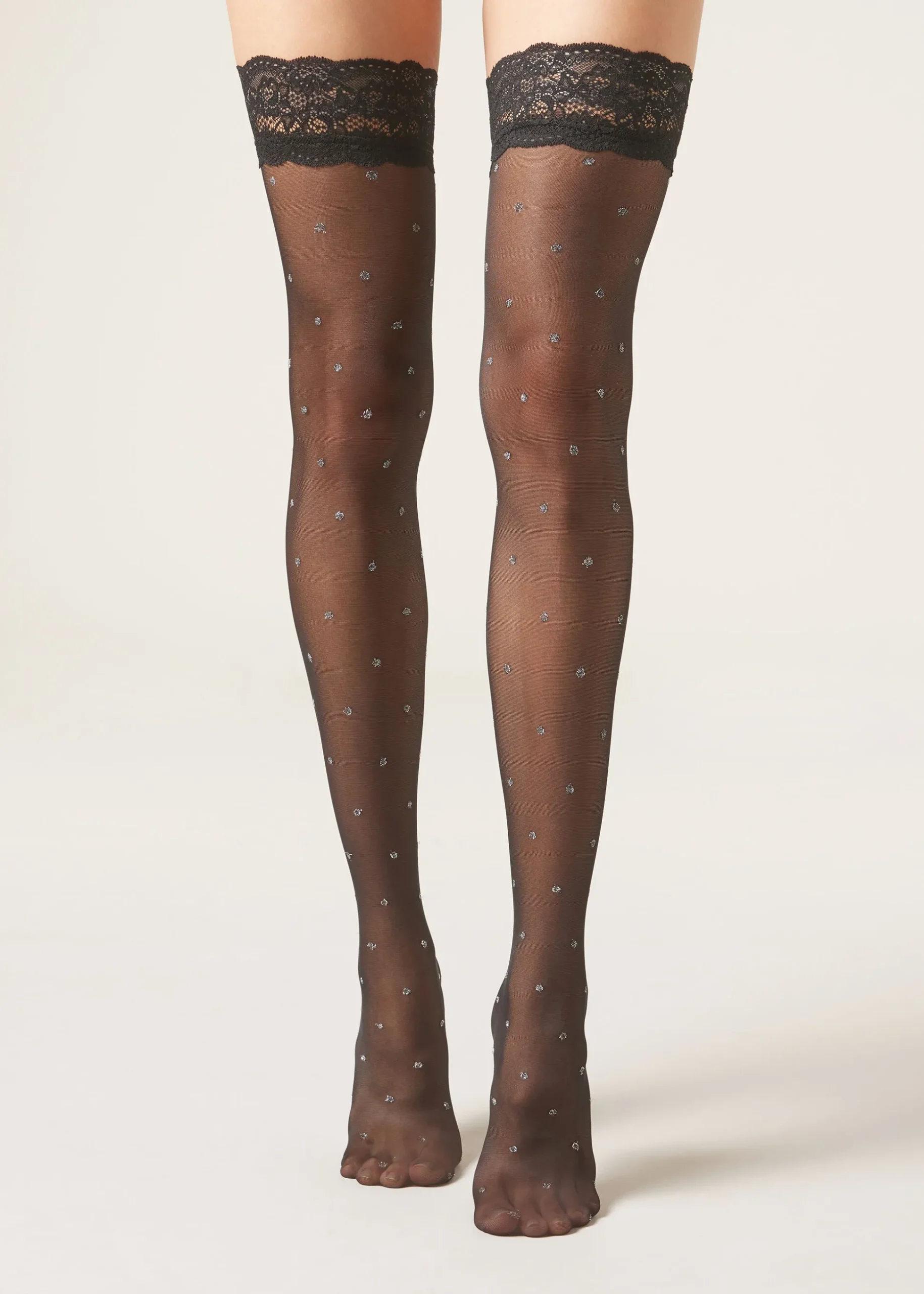 Autoreggenti Velate 30 Denari con Pizzo e Pois