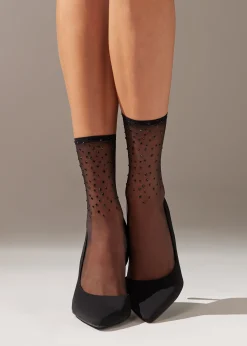 Calze Corte Velate con Strass