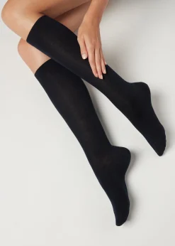 Calze Lunghe in Cotone Rasato