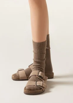 Calzini Corti a Coste con Lana e Cashmere