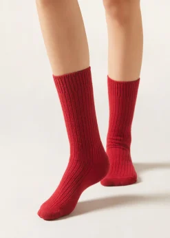 Calzini Corti a Coste con Lana e Cashmere