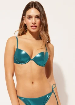Push Up Leggermente Imbottito Costume Metallic Skin